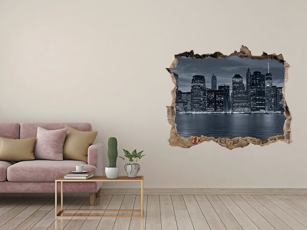 Hole in the wall decal View of the New York skyline at night