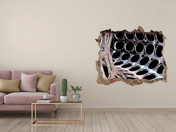 Hole in the wall sticker Metal mesh through a hole in the wall