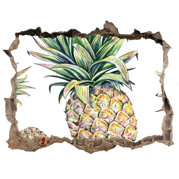 3D wall hole wallpaper Pineapple Paradise
