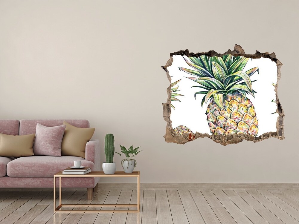 3D wall hole wallpaper Pineapple