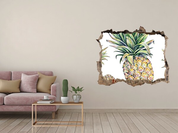 3D wall hole wallpaper Pineapple Paradise