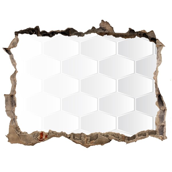 Hole wall sticker Broken wall with a hexagonal pattern