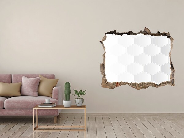 Hole wall sticker Broken wall with a hexagonal pattern