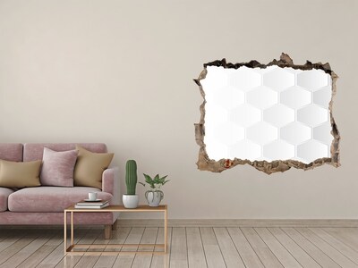 Hole wall sticker Broken wall with a hexagonal pattern