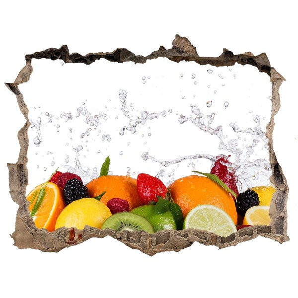 Hole in the wall decal Fresh fruit in a water explosion