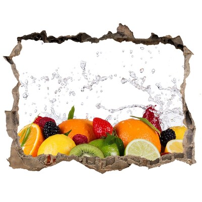 Hole in the wall decal Fresh fruit in a water explosion