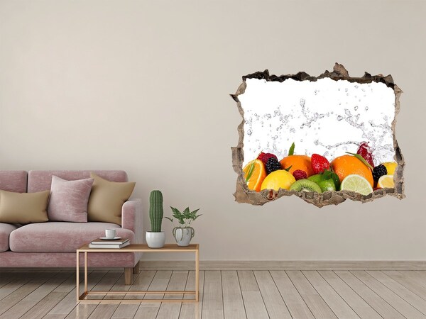 Hole in the wall decal Fresh fruit in a water explosion