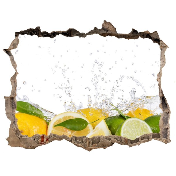 Hole in the wall sticker Fresh citrus fruits in water