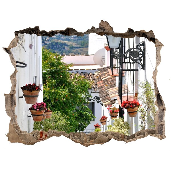 Hole wall sticker A charming street in a white village
