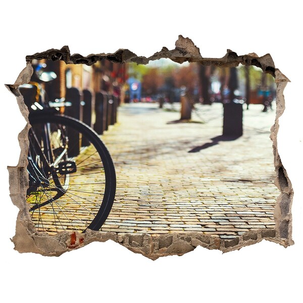 3D wall hole The charm of the street with a bicycle