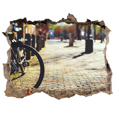 3D wall hole The charm of the street with a bicycle