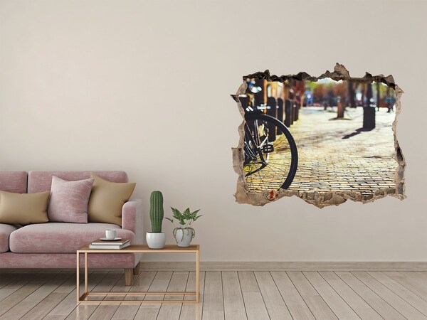 3D wall hole The charm of the street with a bicycle