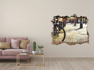 3D wall hole The charm of the street with a bicycle