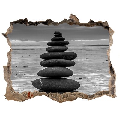 Hole wall sticker Stone towers on the beach