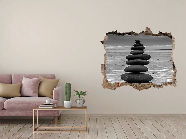 Hole wall sticker Stone towers on the beach
