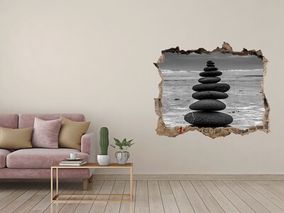 Hole wall sticker Stone towers on the beach