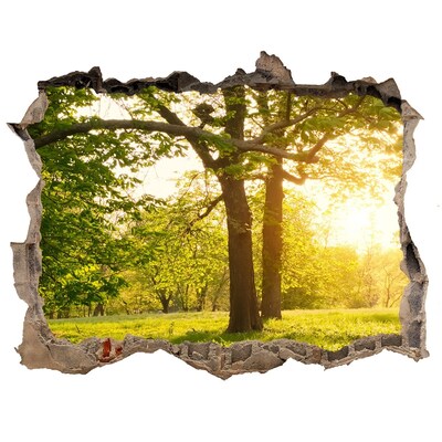 3D wall hole A green paradise among the trees