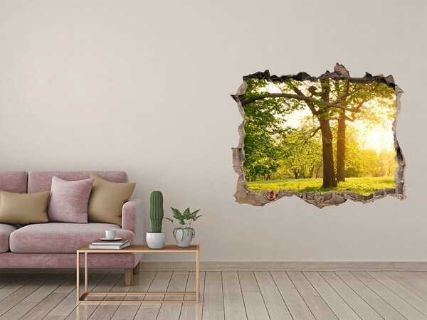 3D wall hole A green paradise among the trees