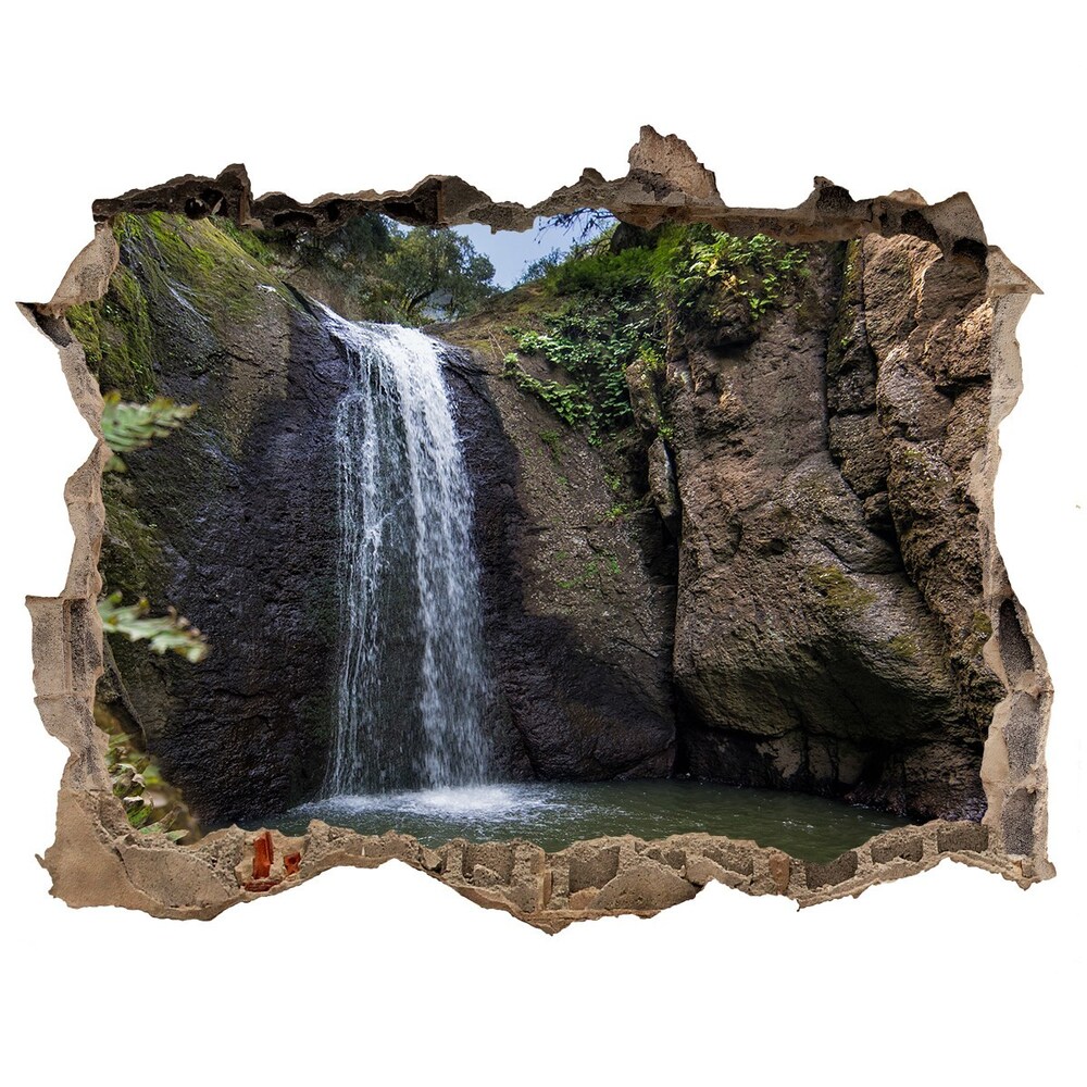 3D wall hole wallpaper Waterfall in Sardinia