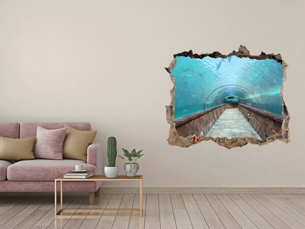 Hole wall sticker Underwater tunnel in the ocean