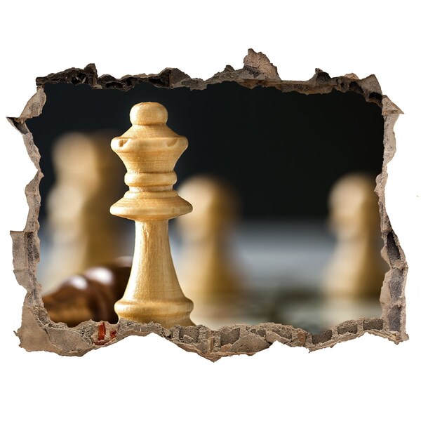 3D wall hole Playing chess through a hole in the wall