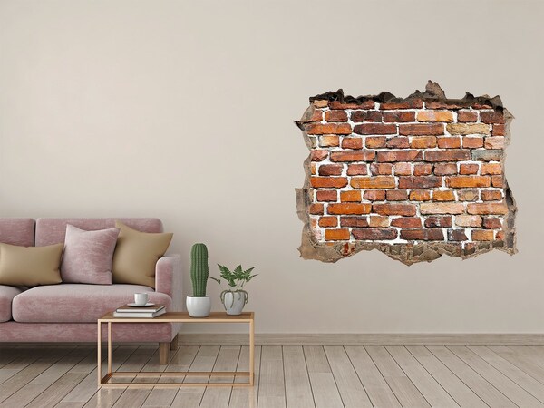 3D wall hole Damaged brick wall