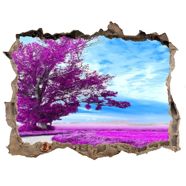 Hole wall sticker Landscape in purple tones