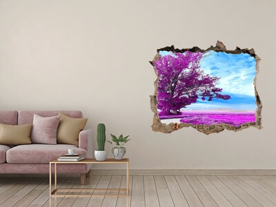 Hole wall sticker Landscape in purple tones