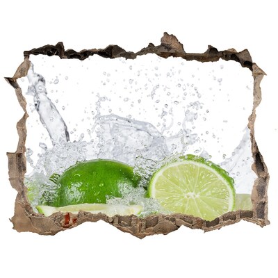 3D wall hole wallpaper Refreshing lemon cocktail