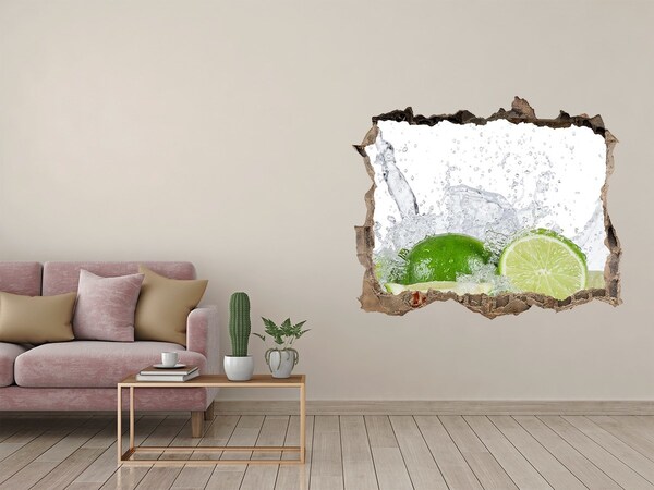 3D wall hole wallpaper Refreshing lemon cocktail