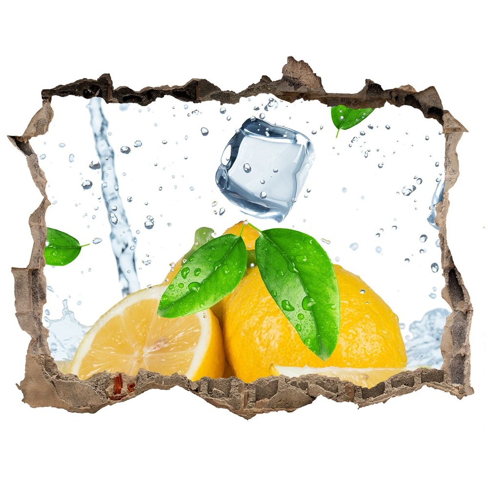 3D wall hole wallpaper Ice lemons