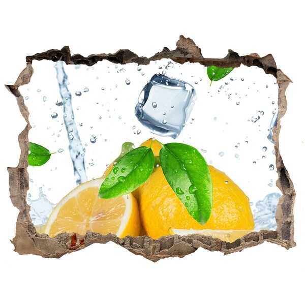 3D wall hole wallpaper Lemon refreshment