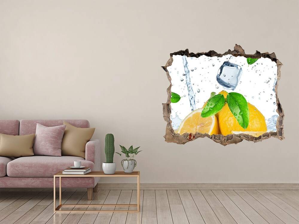 3D wall hole wallpaper Ice lemons