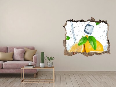 3D wall hole wallpaper Ice lemons