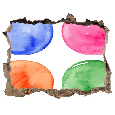 Hole wall sticker Colorful balls in a hole in the wall