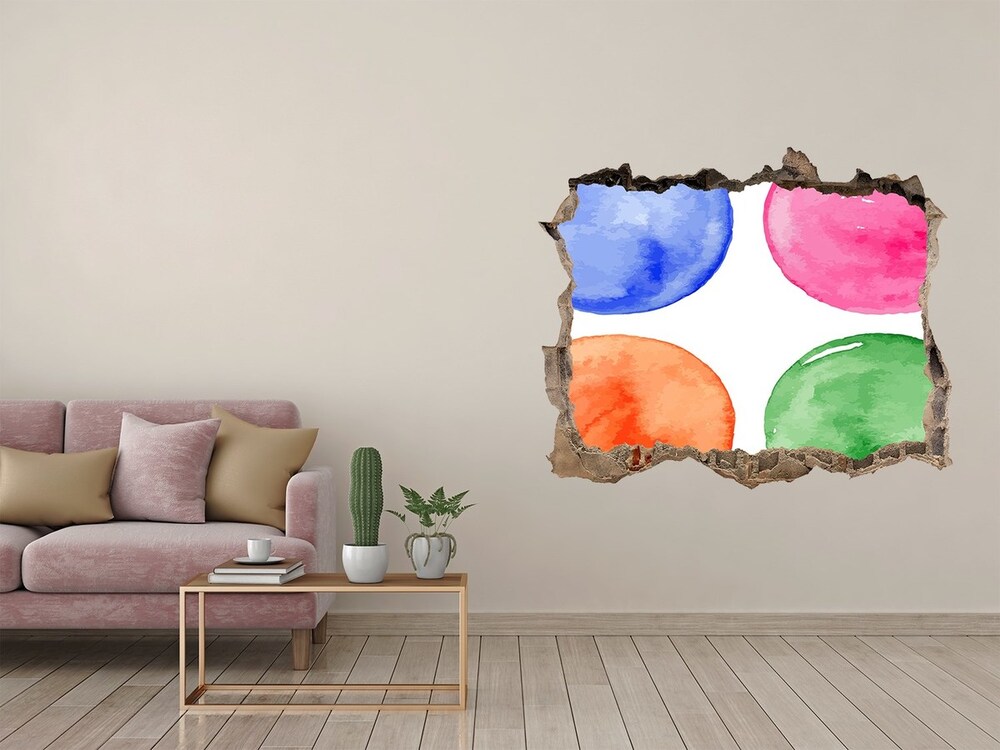 Hole wall sticker Colorful wheels