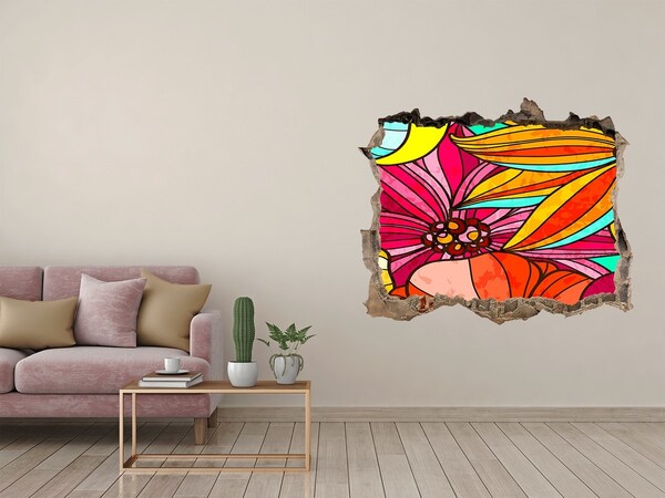 Hole wall sticker A floral burst of color