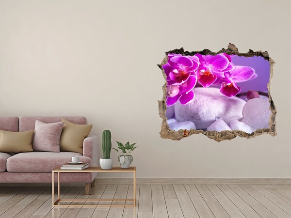 Hole in the wall decal Flower paradise with stones