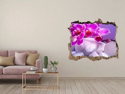 Hole in the wall decal Orchid and heart