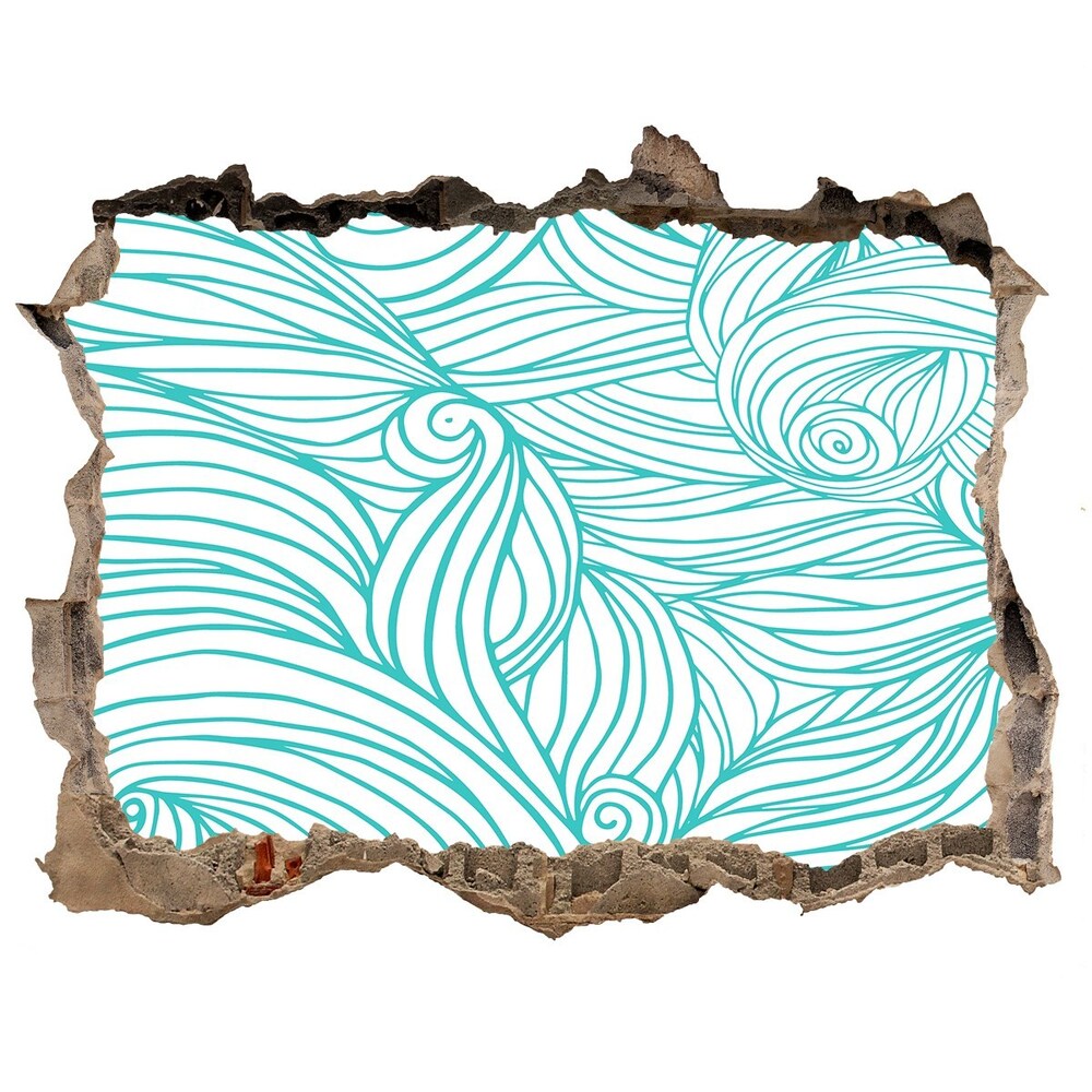 Hole in the wall decal Blue waves