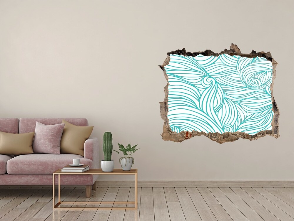 Hole in the wall decal Blue waves