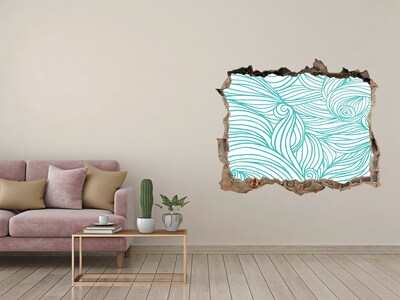 Hole in the wall decal Blue waves