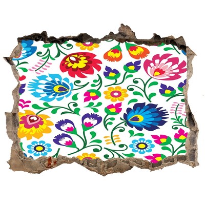Hole in the wall sticker Floral pattern on the wall