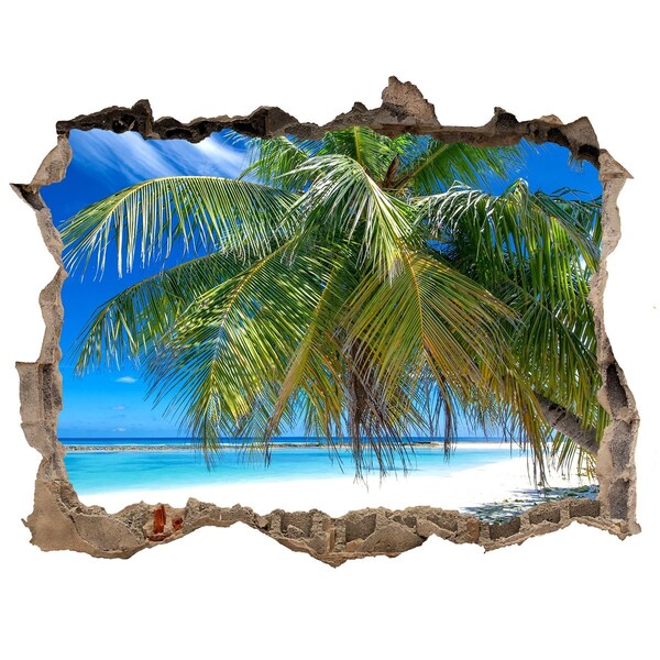 Hole in the wall decal Tropical beach with palm trees