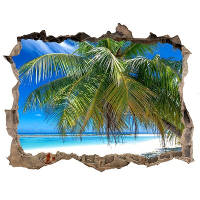 Hole in the wall decal Tropical beach with palm trees