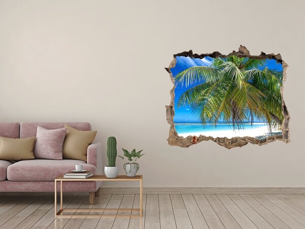 Hole in the wall decal Tropical beach with palm trees