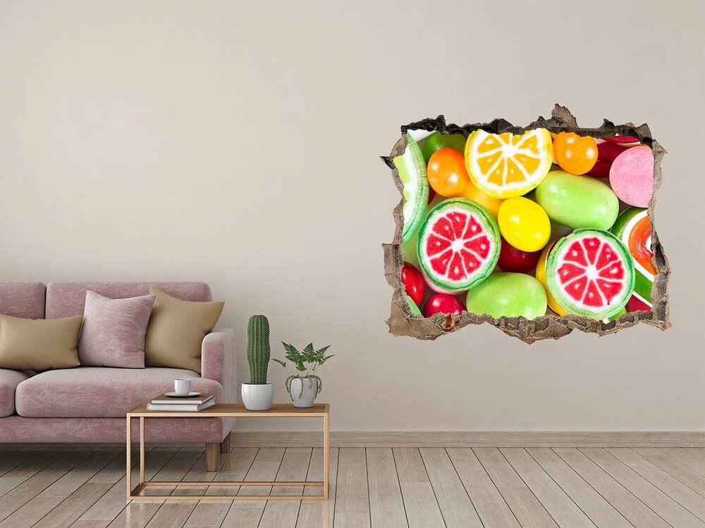 Hole in the wall sticker Colorful candies