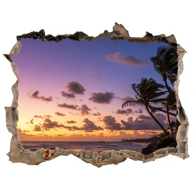 Hole in the wall sticker Sunset on the beach