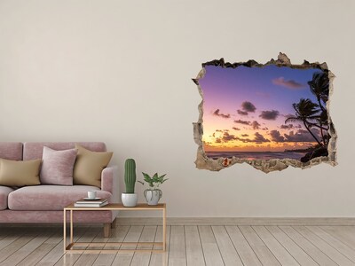 Hole in the wall sticker Sunset on the beach