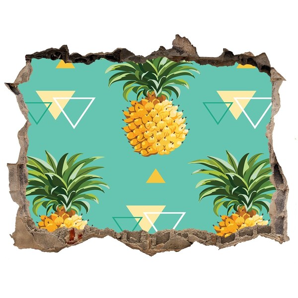 Hole in the wall sticker Pineapples on a turquoise background